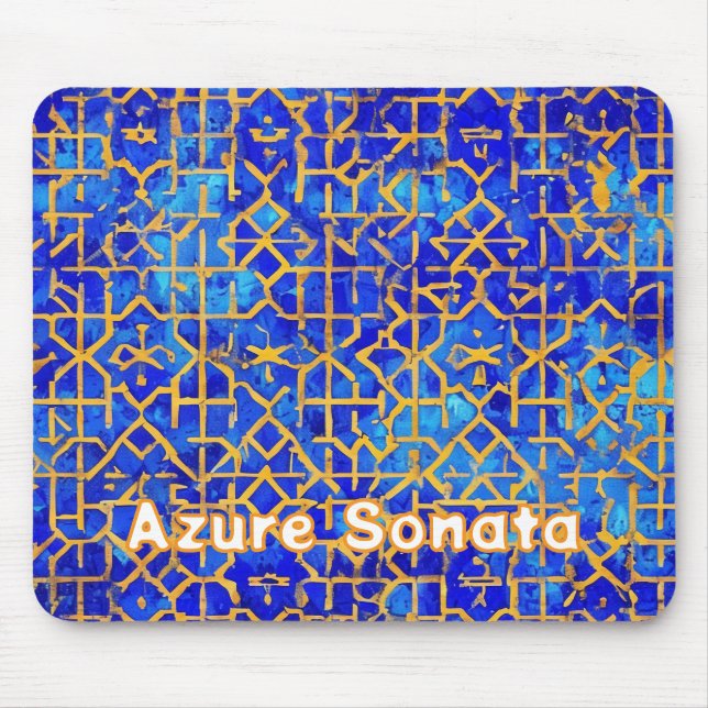 Alfombrilla De Ratón Mousepad del patrón mosaico azul (Frente)