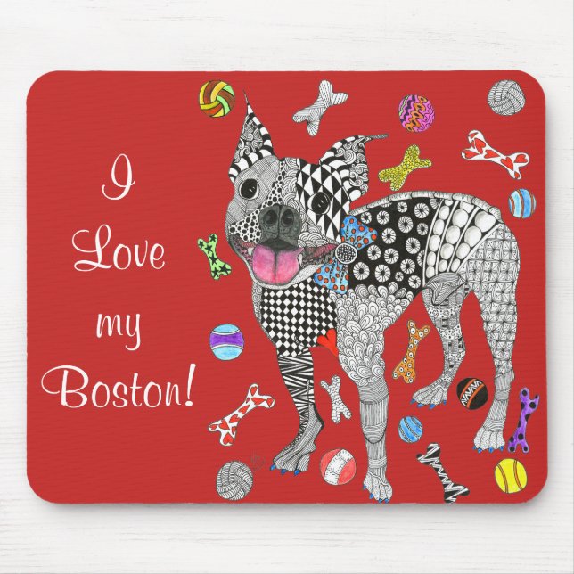 Alfombrilla De Ratón Mousepad del Terrier Boston, lindo y adorable (Frente)