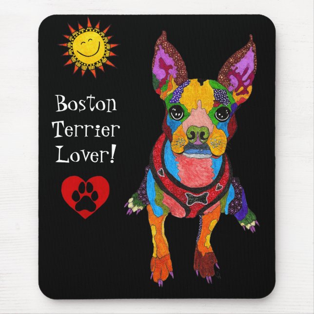 Alfombrilla De Ratón Mousepad del Terrier Boston, lindo y colorido (Frente)