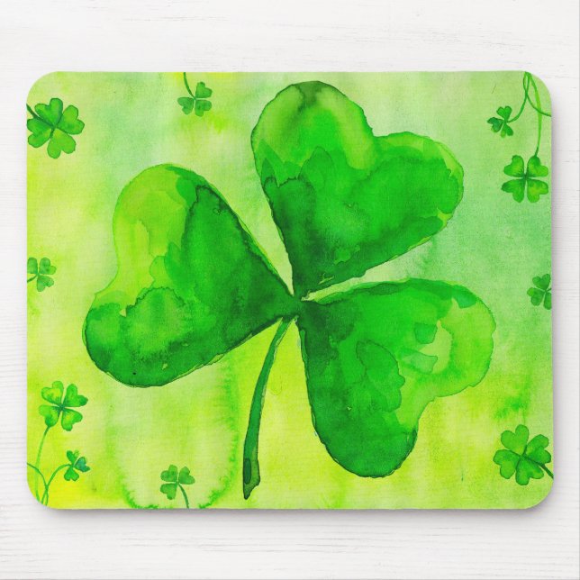 Alfombrilla De Ratón Mousepad del trébol de la acuarela (Frente)