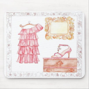 Alfombrilla De Ratón Mousepad del vestido del rosa del vintage
