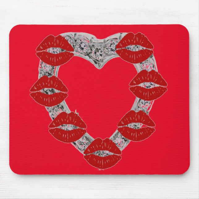 Alfombrilla De Ratón Mousepad Diamond Heart Kisses (Frente)