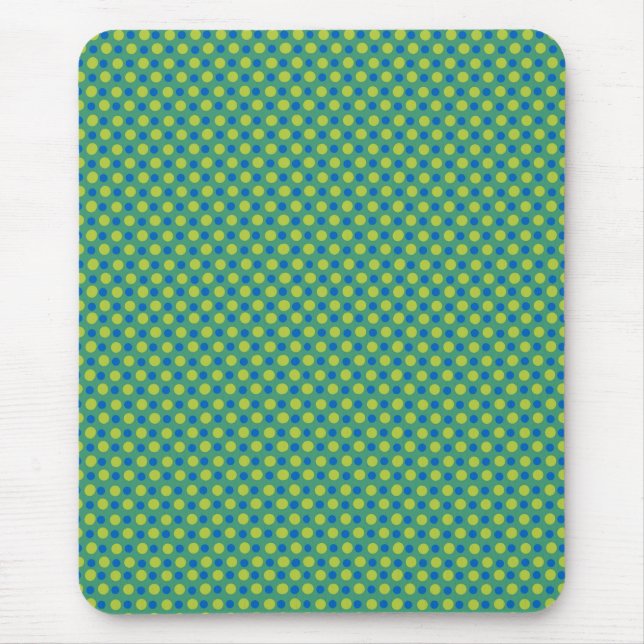 Alfombrilla De Ratón Mousepad esmeralda, puntos de polka azul y verde (Frente)