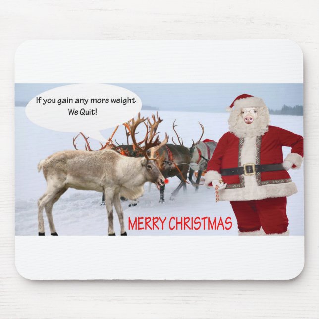 Alfombrilla De Ratón mousepad. Feliz Navidad. santa pig rudolph (Frente)