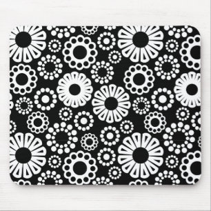 Alfombrilla De Ratón Mousepad floral blanco y negro