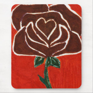 Alfombrilla De Ratón Mousepad floral "Corazón Rosa #7"