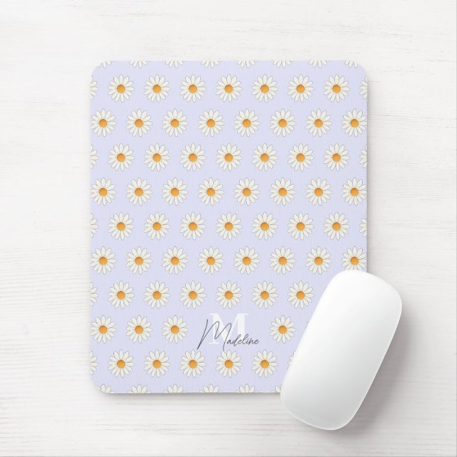 Alfombrilla De Ratón Mousepad floral Daisy personalizado - Nombre perso (Con ratón)