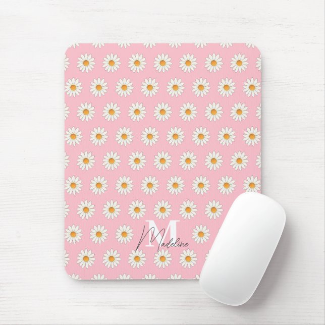 Alfombrilla De Ratón Mousepad floral Daisy personalizado - Nombre perso (Con ratón)