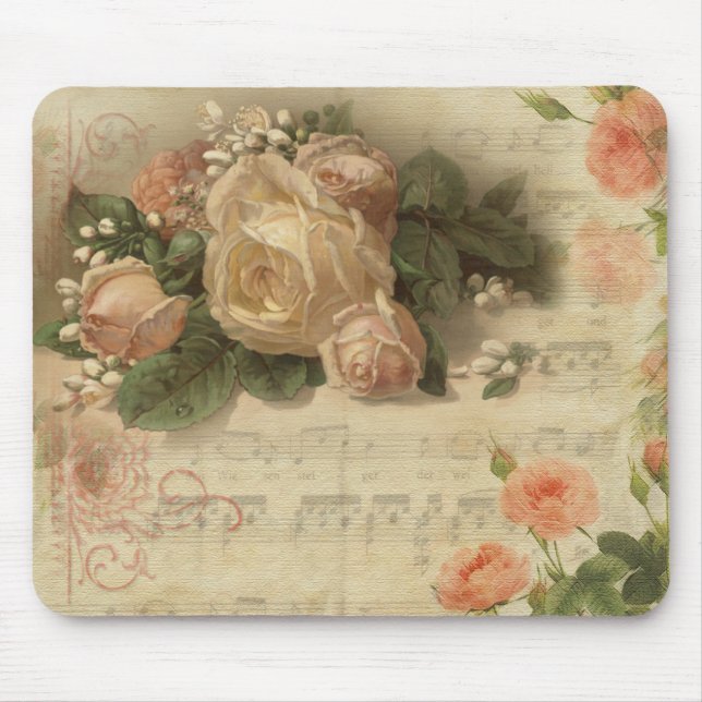 Alfombrilla De Ratón Mousepad floral de cosecha romántica (Frente)