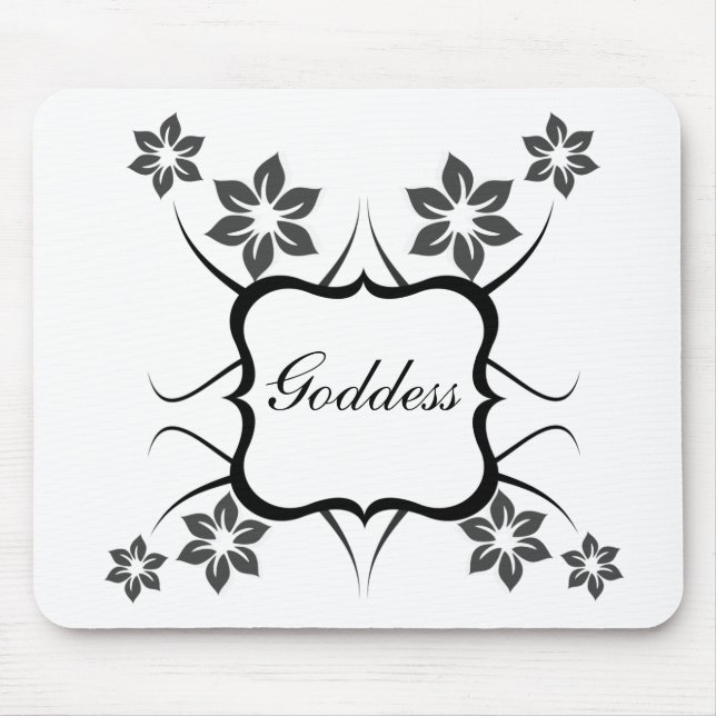 Alfombrilla De Ratón Mousepad floral de la diosa, gris oscuro (Frente)