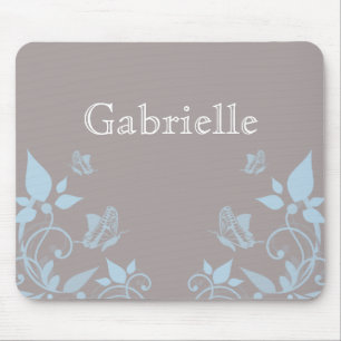 Alfombrilla De Ratón Mousepad floral de mariposa azul