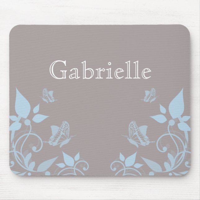 Alfombrilla De Ratón Mousepad floral de mariposa azul (Frente)