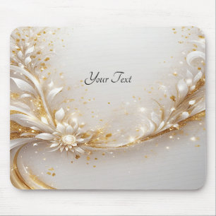 Alfombrilla De Ratón Mousepad floral de oro blanco