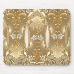Alfombrilla De Ratón Mousepad floral ornato dorado