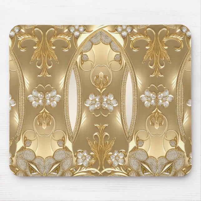 Alfombrilla De Ratón Mousepad floral ornato dorado (Frente)