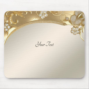 Alfombrilla De Ratón Mousepad floral ornato dorado