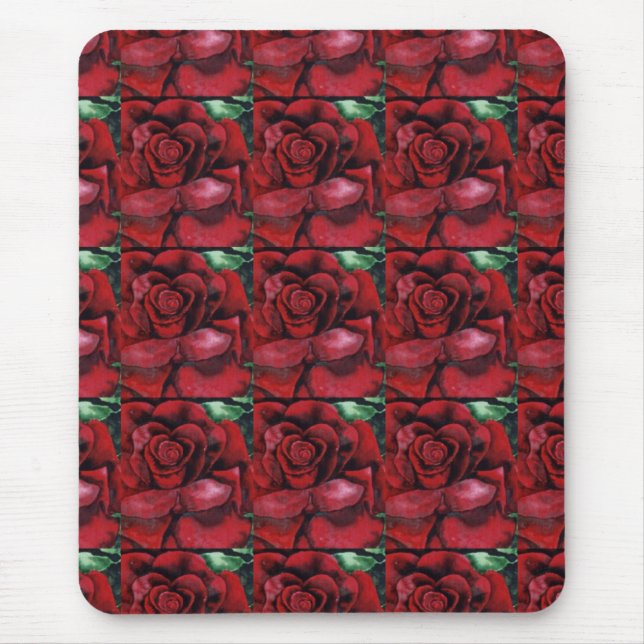Alfombrilla De Ratón Mousepad floral "rojo, rojo, Rosa" (Frente)