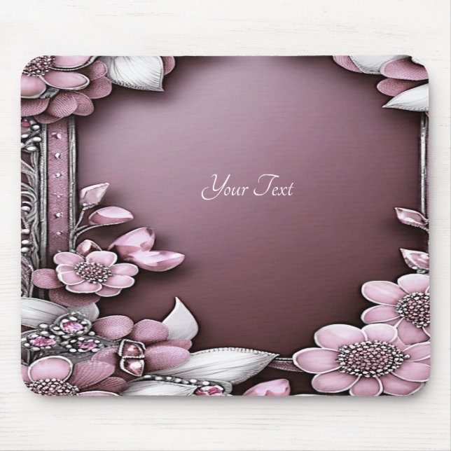 Alfombrilla De Ratón Mousepad floral rosa (Frente)