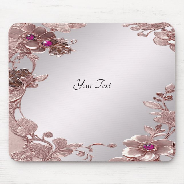 Alfombrilla De Ratón Mousepad floral rosa (Frente)