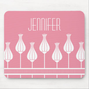 Alfombrilla De Ratón Mousepad floral rosa Art Deco