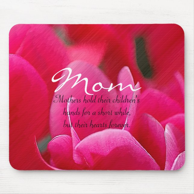 Alfombrilla De Ratón Mousepad floral rosado y rojo de la mamá (Frente)