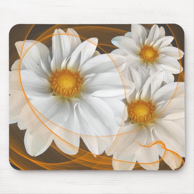Alfombrilla De Ratón Mousepad Flores Naranja blanco negro (Frente)