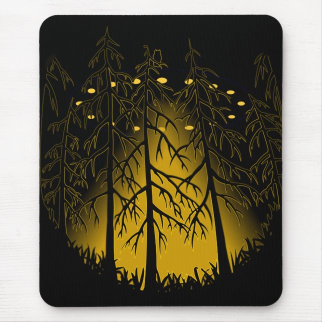 Alfombrilla De Ratón Mousepad Flying Saucer w Owl Art Mousepad (Frente)