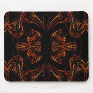 Alfombrilla De Ratón Mousepad fractal negro y naranja