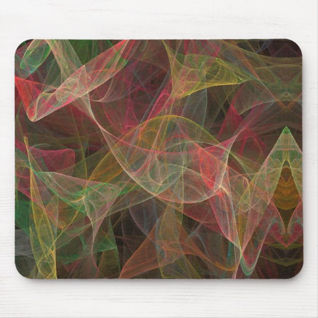 Alfombrilla De Ratón Mousepad fractal rosa, verde y negro (Frente)