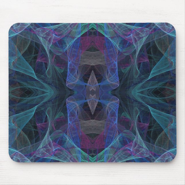 Alfombrilla De Ratón Mousepad Fractal Verde, Azul y Negro (Frente)