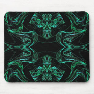 Alfombrilla De Ratón Mousepad Fractal Verde y Negro