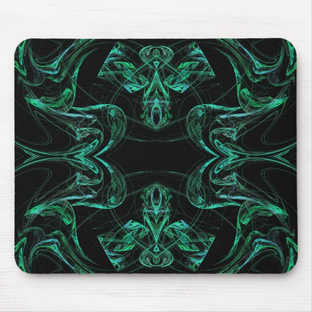 Alfombrilla De Ratón Mousepad Fractal Verde y Negro (Frente)