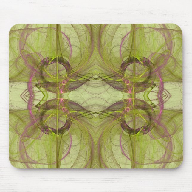 Alfombrilla De Ratón Mousepad Fractal Verde y Rosa (Frente)