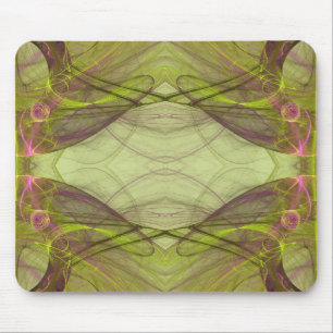Alfombrilla De Ratón Mousepad Fractal Verde y Rosa
