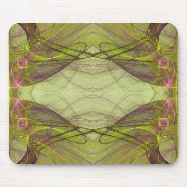 Alfombrilla De Ratón Mousepad Fractal Verde y Rosa (Frente)