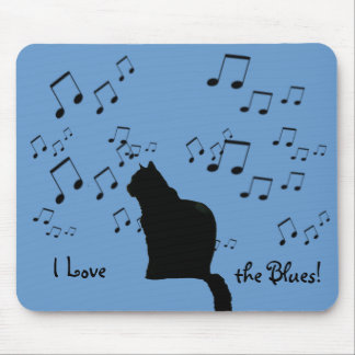 Alfombrilla De Ratón Mousepad - Gato negro azul
