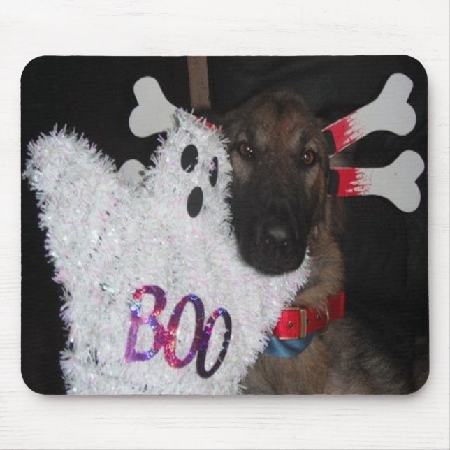 Alfombrilla De Ratón Mousepad German Shepherd Halloween Boo (Frente)