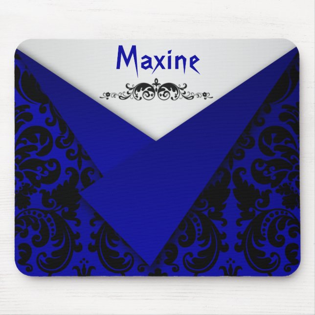 Alfombrilla De Ratón Mousepad gótico azul y negro Damask (Frente)