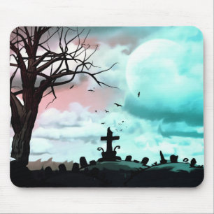 Alfombrilla De Ratón Mousepad Gótico de cementerio de la luna llena
