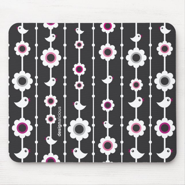 Alfombrilla De Ratón Mousepad gráfico blanco y negro (Frente)