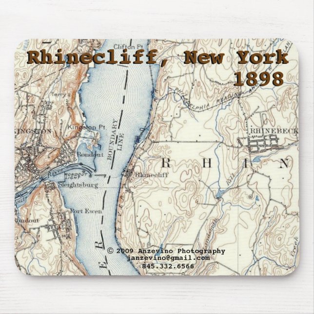 Alfombrilla De Ratón Mousepad histórico del mapa de Rhinecliff (Frente)