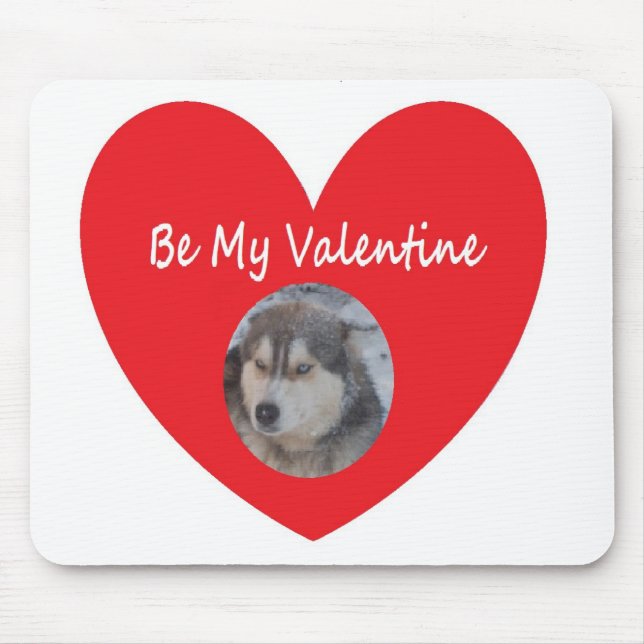 Alfombrilla De Ratón Mousepad Husky Heart Red Be my Valentine (Frente)