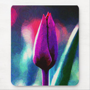 Alfombrilla De Ratón Mousepad, Impresionista de Tulipanes Púrpura, en N