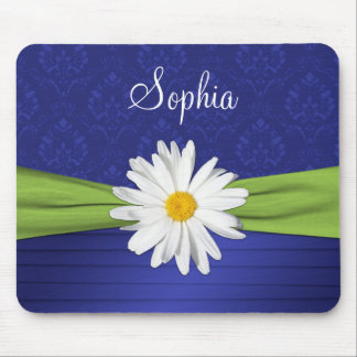 Alfombrilla De Ratón Mousepad limón, blanco y real azul damasco