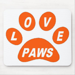 Alfombrilla De Ratón Mousepad Love Paws en Paws Naranja