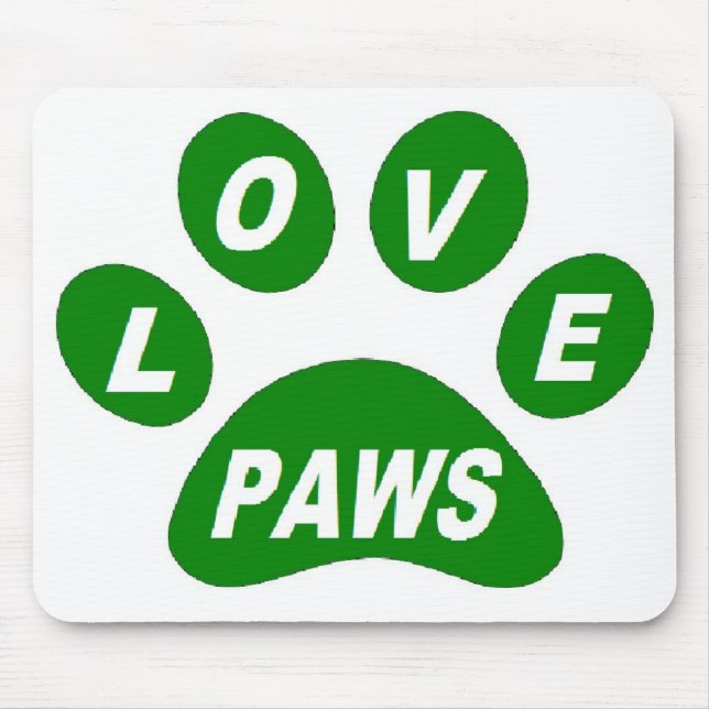 Alfombrilla De Ratón Mousepad Love Paws sobre las patas verdes (Frente)