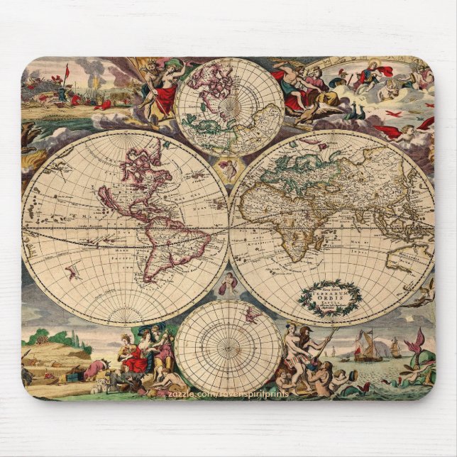 Alfombrilla De Ratón Mousepad, mapa de antigüedades de Justus Danckerts (Frente)