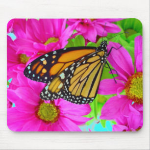 Alfombrilla De Ratón Mousepad margarita y de la mariposa de monarca