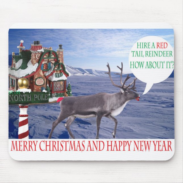 Alfombrilla De Ratón mousepad. merrychristmas feliz año nuevo. reno (Frente)