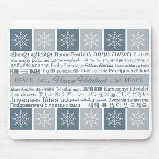 Alfombrilla De Ratón Mousepad multilingüe de Felices Fiestas (Frente)